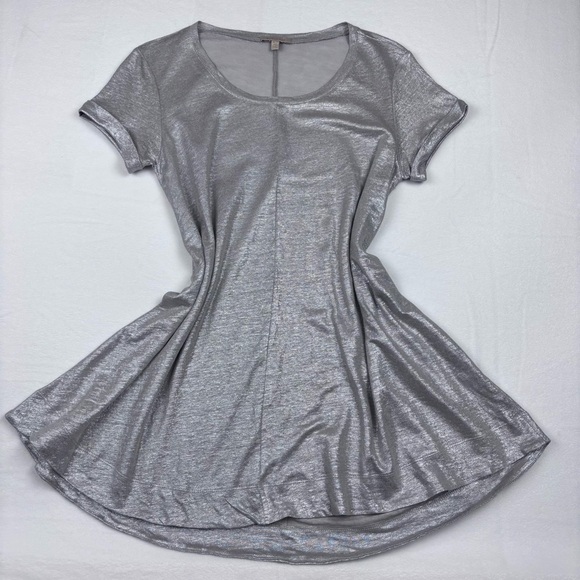 BORDEAUX Anthropologie Women’s XS Silver Metallic Swing Dress Tunic A-Line Top - Picture 4 of 13